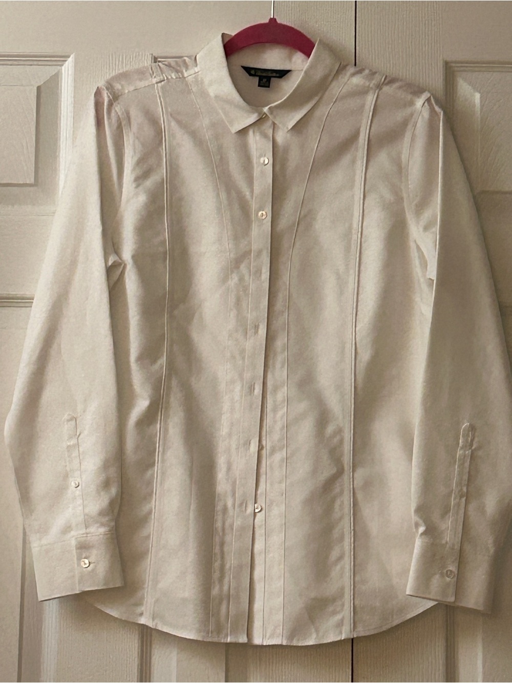 Brooks Brothers womens tuxedo bib front pleated long sleeve shirt white 100% cot